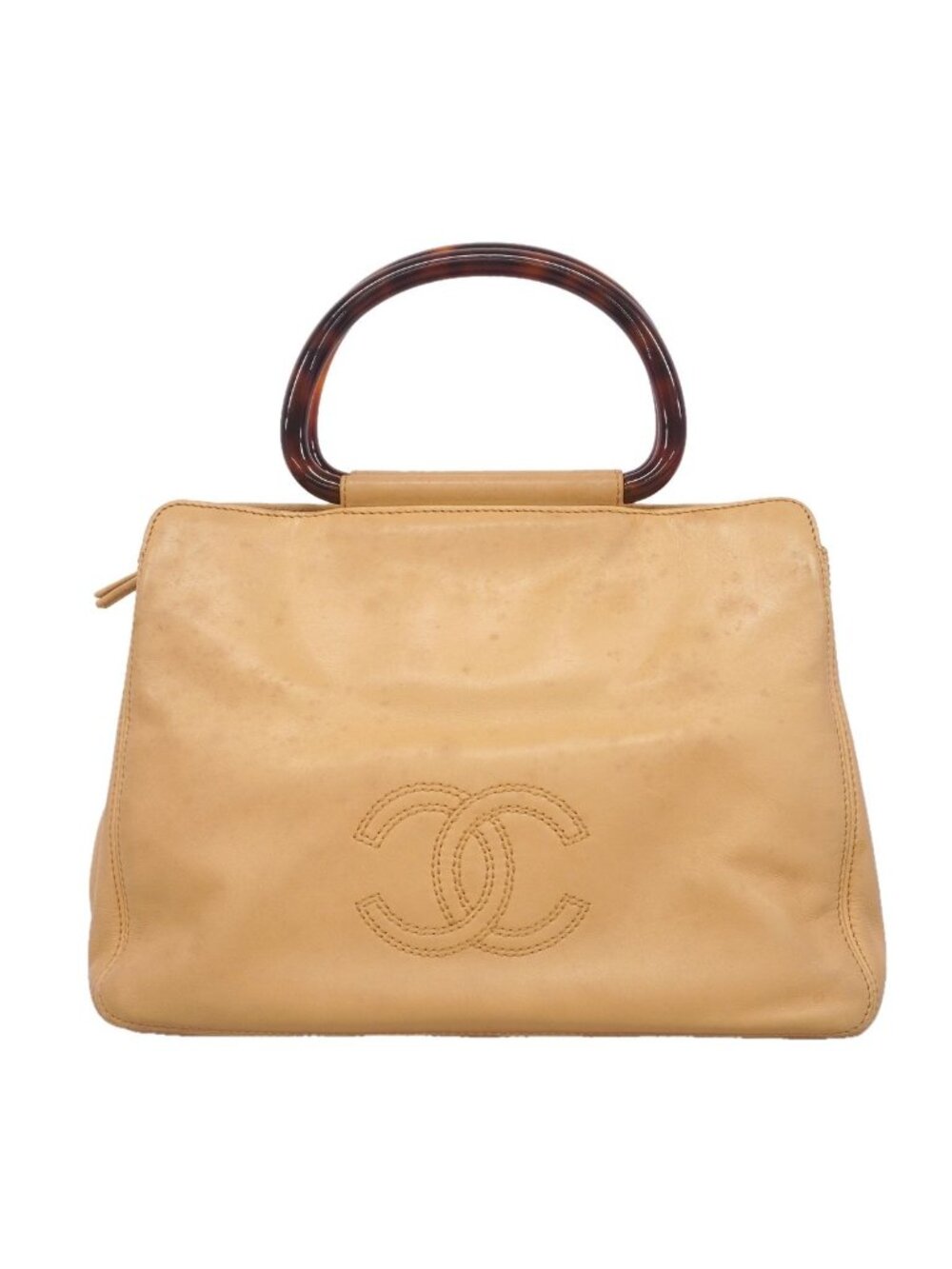 Chanel Handbag Lambskin Beige Gold